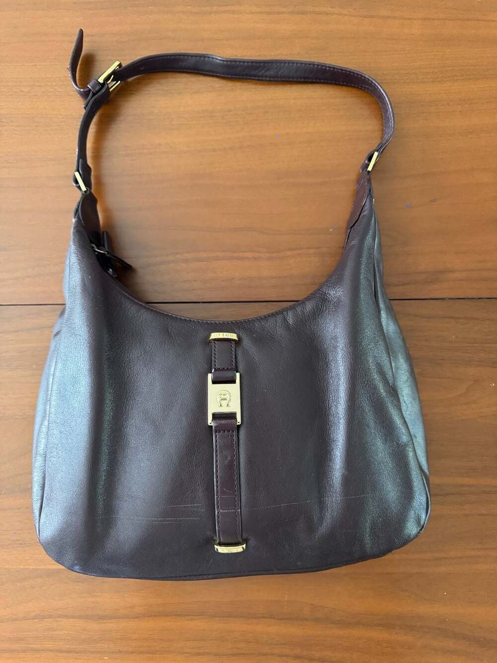 Etienne Aigner Dark Brown Leather Hobo Shoulder Bag